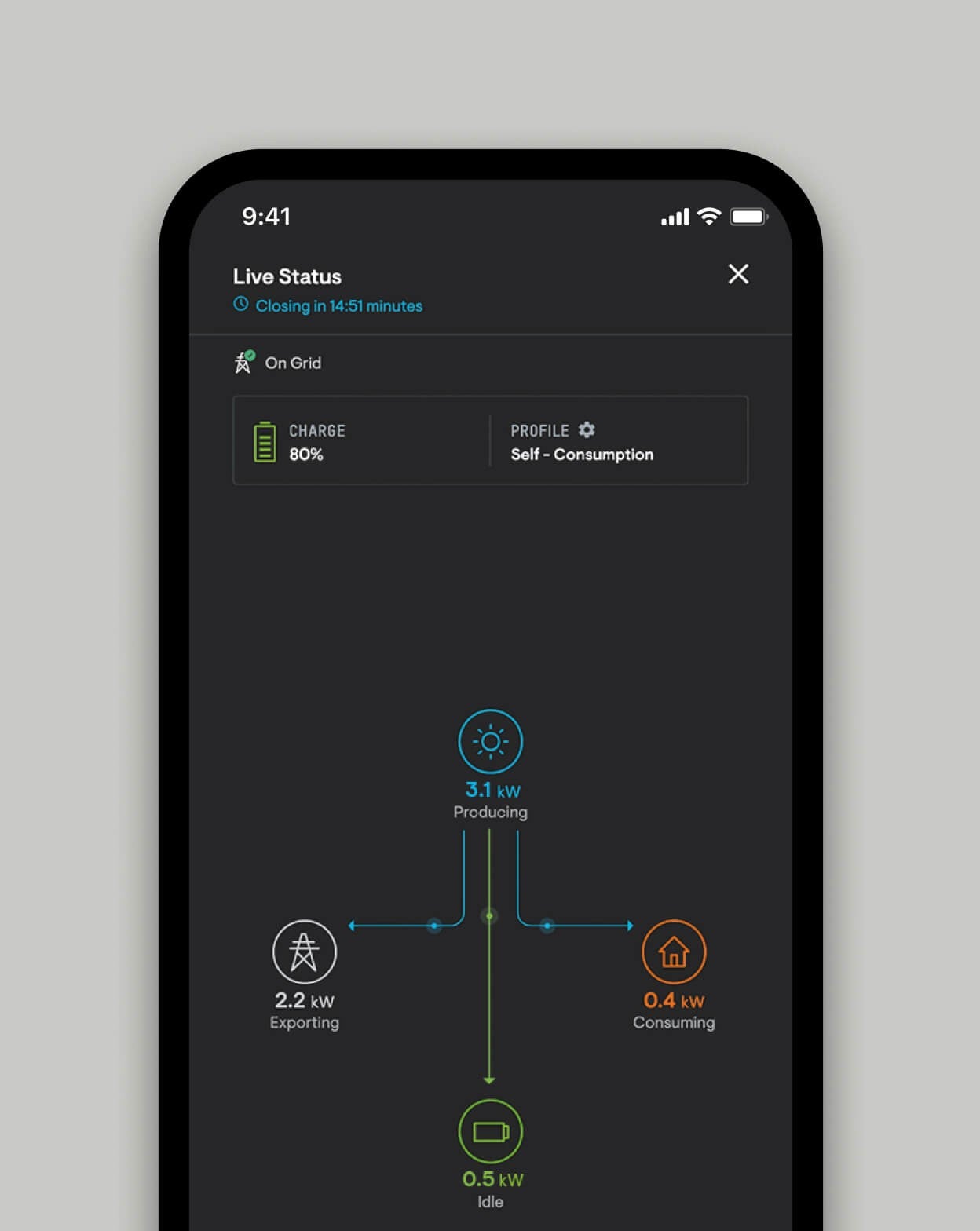 App showing energy flow